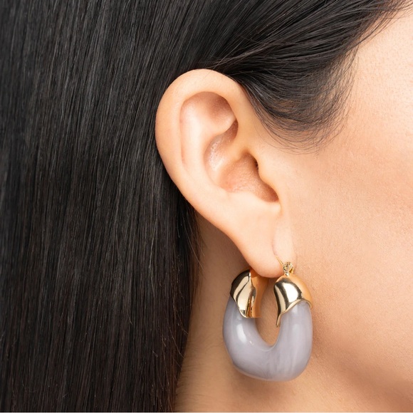 Mayamar Jewelry - New in box MAYAMAR resign Elegant Gold and Gray Hoop Earrings